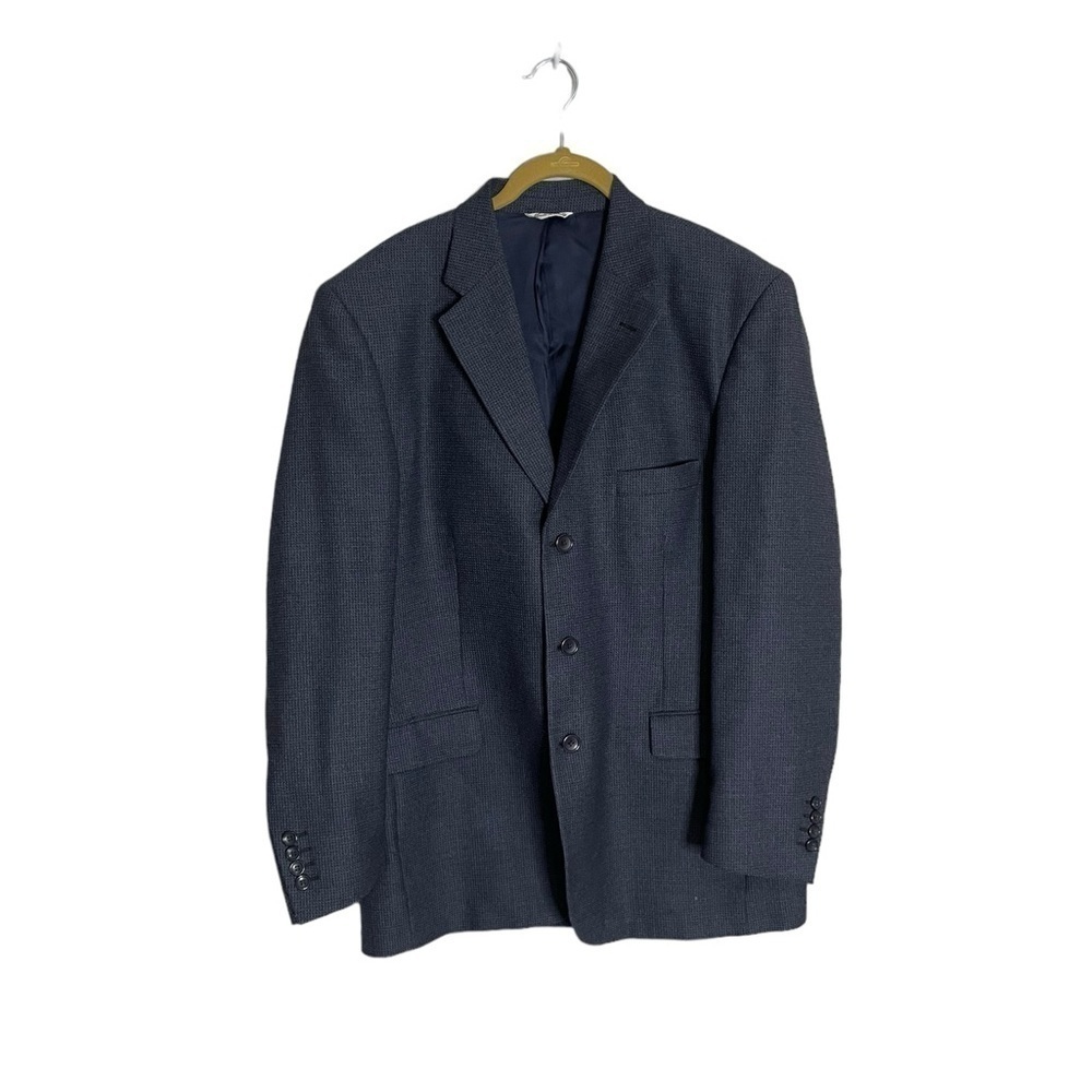 Cesarani Blue Plaid Wool Blazer 42 Regular